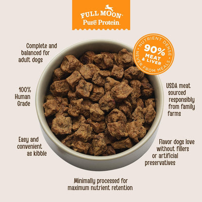 Full Moon® Pure Protein Air Dried Dog Food Free Range Chicken Recipe 1Lb | Human Grade, Protein-Rich, Jerky-Like Texture, Shelf-Stable, 90% Meat9