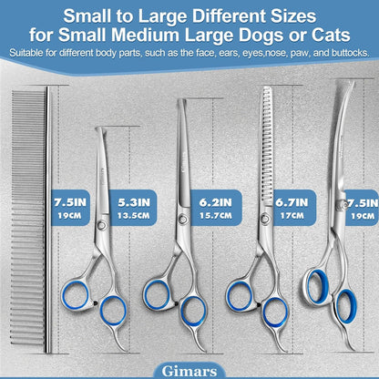 Gimars Titanium Coated Professional 6 in 1 4CR Stainless Steel Dog Grooming Scissors with Safety round Tip, Heavy Duty Pet Grooming Scissor for Dogs, Cats and Other Animals9