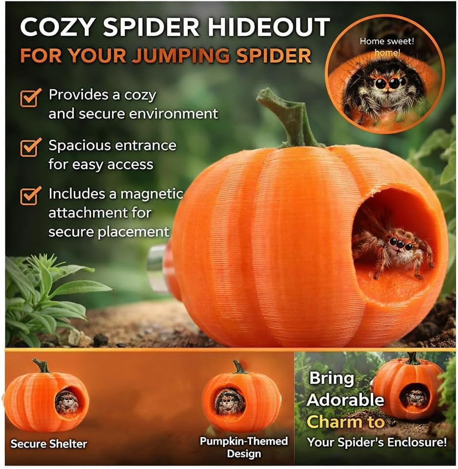 3pcs-pumpkin-jumping-spider-hide-jumping-spider-enclosure-accessories-magnetic-mounting-for-climbing-resting-and-exploration-small-reptile-enclosure-accessories-pumpkin-hide