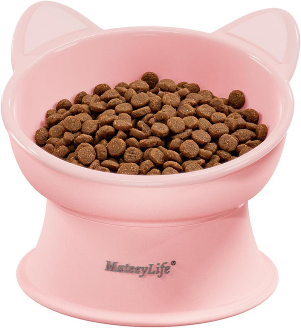 Mateeylife 2 Pack Elevated Cat Food Bowls for Indoor Cats & Kittens | Raised Food and Water Bowl Set, Whisker Friendly & anti Vomit Feeding Pet Bowls, 6 Oz Each, Dishwasher Safe - White & Grey9