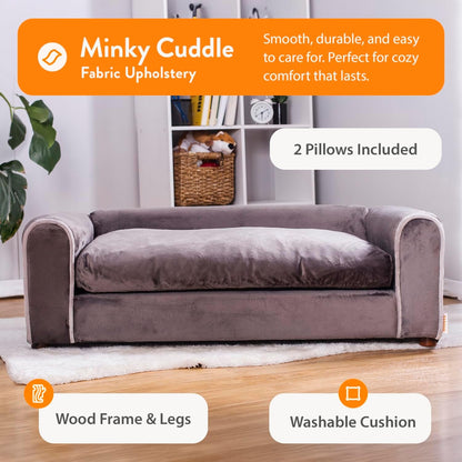 Moots Furry Pet Lounge, Pet Bed with 2 Pillows, Deluxe Sofa for Dogs, Easy to Coordinate, Stylish and Cleanable Dog Sofa, Couch - Charcoal, Large6