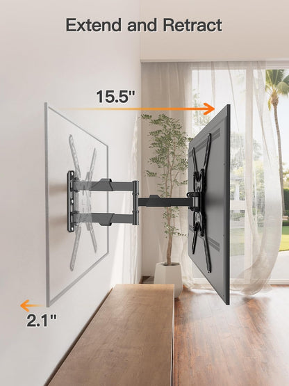 Full Motion TV Wall Mount for 26-60" Tvs, Max VESA 400X400, 77 Lbs. | Swivel & Tilt Articulating Arms, Single Stud Center Mount, Compatible with Corner Installation for Home Flat Tvs3