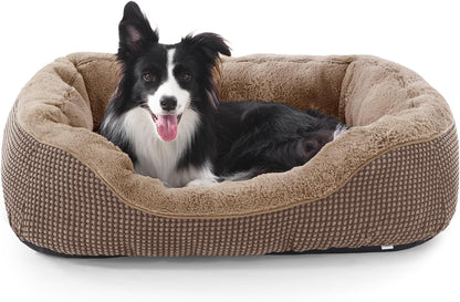 INVENHO Medium Dog Beds for Medium Dogs Washable, Rectangle Dog Bed Medium Size Dog, Orthopedic Dog Bed, Warming Soft Calming Sleeping Puppy Bed Durable Pet Bed with Anti-Slip Bottom M(30"X24"X9")40