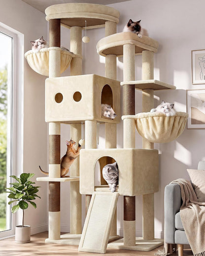 Globlazer Cat Tower for Indoor Cats, Heavy Duty Cat Trees for Large Adult Big Cats Maine Coon Cat Tree Tower with Scratching Post, Extra Large Top Perch, Cat Condos, F61, Dark Grey, 61Inch13