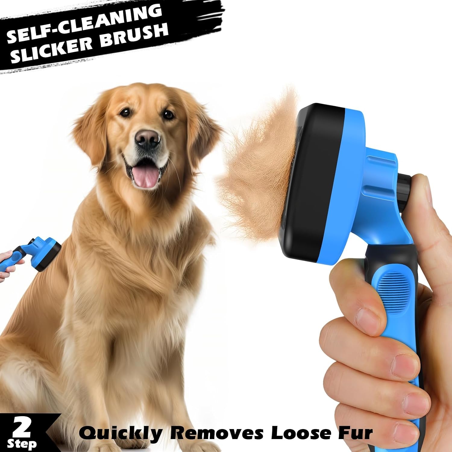 professional-3pcs-self-cleaning-slicker-brush-pet-grooming-rake-flea-comb-for-dogs-cats-and-horses-double-sided-dematting-comb-skin-friendly-deshedding-grooming-tool-pet-supplies-blue