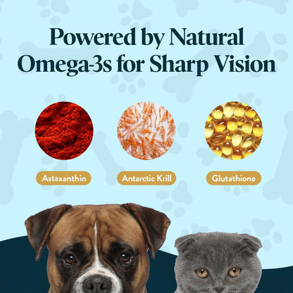 Vision Chews Eye Supplements for Dogs & Cats, 30 Count | Chicken Liver Flavor with Omega-3, Lutein and Antioxidants; No Preservatives, Made in USA, 30-Count Bag3