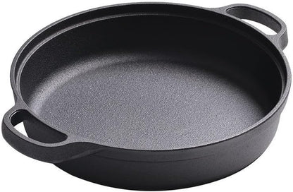 Cast Iron Skillet with 2 Handle, 9In/23Cm Rounde Mini Flat Bottomed Frying Pan for Fried Steakbread, Baking,Pizza, Outdoor Cooking, Camping, Grill, Stovetop, Oven Safe Cookware (9Inch 23 Cm)1