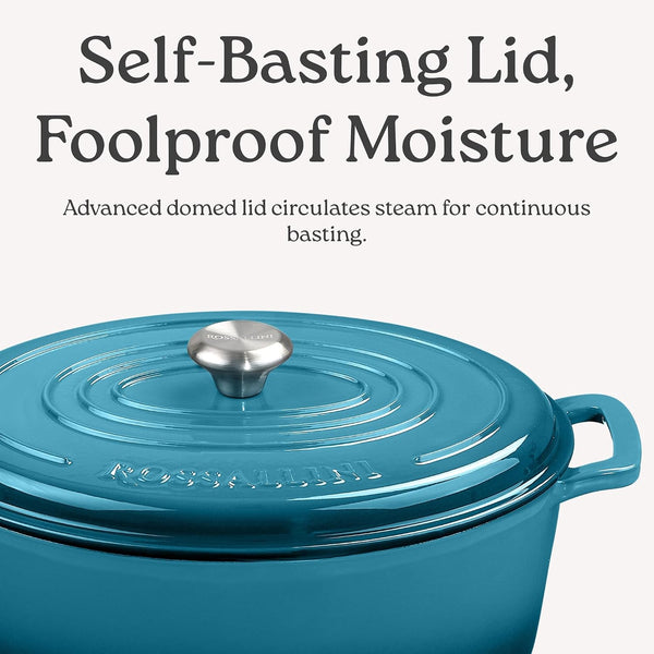 Signature Enameled Cast Iron Oval Dutch Oven | Non-Stick Serving Pot with Tight Fitting Lid for Perfect Roasting, Baking, Sauteing, and Bread Making | 5Q [Oyster Grey]4