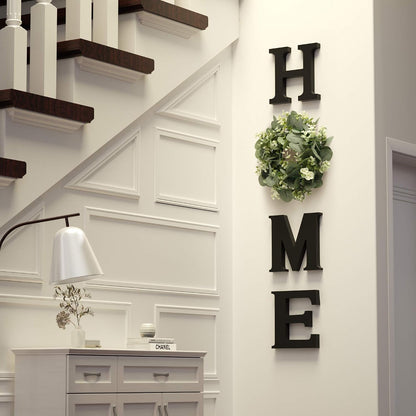 Wooden Home Letters with Wreath Artificial Eucalyptus Modern Decorative Hanging Farmhouse Sign for Living Room & Kitchen - Housewarming & Couple Gifts - Christmas Decoration4