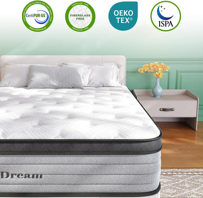 Queen Mattress, 12 Inch Hybrid Matress with Memory Foam & Individual Pocket Springs, Queen Size Mattress in a Box, Pressure Relief, Edge Support, Motion Isolation5