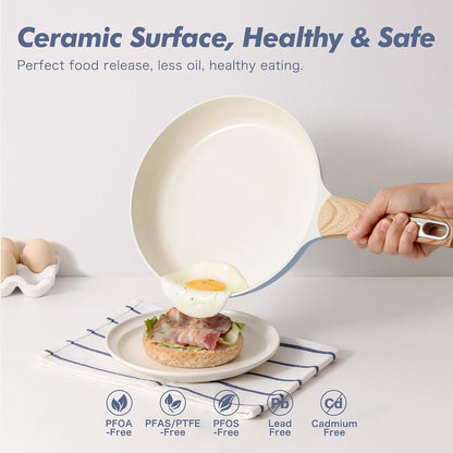 Ceramic Pots and Pans Set Nonstick, Kitchen Cookware Sets, 14-Piece Induction Cookware, Non-Toxic Healthy Non Stick Cooking Set, with Frying Pans Set, PFAS PTFE PFOA PFOS Free3
