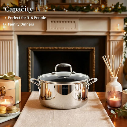 5.4 Qt Hybrid Ceramic Nonstick Dutch Oven with Lid for Cooking | Tempered Glass Lid, Dishwasher Oven Safe, Induction Ready, PFOA Free Compatible with All Cooktops9