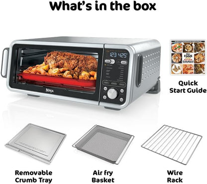Ninja Foodi Smart Dual Heat Air Fry Oven, 13-In-1, Silver, SP351 | Smart Cook Thermometer, 500F Searplate, Air Fry, Sear Crisp, Roast, Bake, Dehydrate, 1800W10