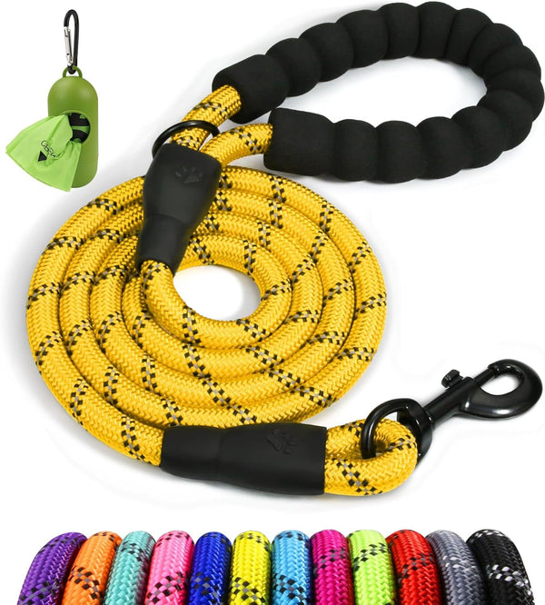 Taglory Rope Dog Leash for Medium Large Dogs, 6 FT Padded Handle, Black | Climbing Rope for Strong Pullers, Reflective for Night Walks and Training, Comfortable Grip, Anti-Tangle Swivel Clip 1/2 Inch11