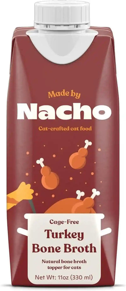 Made by Nacho Bone Broth Cat Food Topper for Hydration and Picky Eaters - Add Protein and Flavor to Your Dry Cat Food – Supports Optimal Nutrition, Digestion, Skin & Coat, 11 Oz. Turkey1