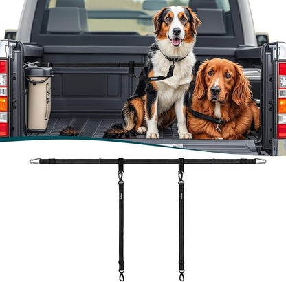 Petbonus Truck Bed Dog Leash, Functional Safety Dog Truck Bed Tether | for 1 Dog, Truck Bed Tie down System, Adjustable, Pick-Up Bed Restraint Lead, Ratchet Tightening Car Harness Belt, Black8
