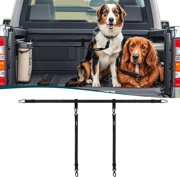 Petbonus Truck Bed Dog Leash, Functional Safety Dog Truck Bed Tether | for 1 Dog, Truck Bed Tie down System, Adjustable, Pick-Up Bed Restraint Lead, Ratchet Tightening Car Harness Belt, Black8