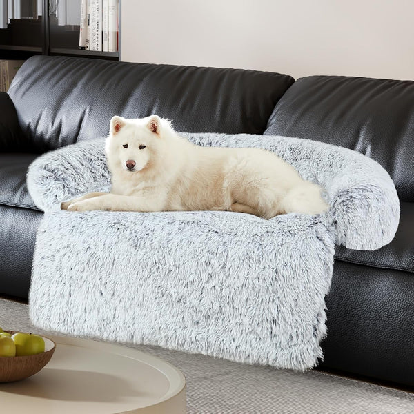 Luxurious Dog Couch Bed Protector for Dogs Pet Couch Cover Dog Sofa Beds(M) | Removable Fluffy Plush Dog Couch Bed Washable, Calming Dog Sofa Beds, Waterproof Couch Protector, Pet Beds Mats for Couch(L)8