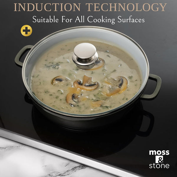 12 Inch Nonstick Large Skillet with Lid, 5 Quart Deep Saute Pan, Dishwasher & Oven Safe, Double Handled Frying Pan with Lid, PFOA Free Induction Compatible Cookware2