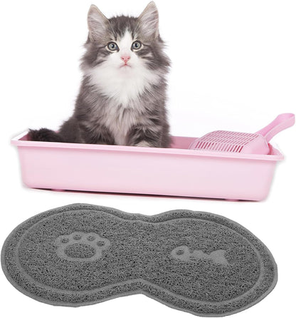 Cat Litter Box Mat PVC Cat Bowl Mat: Nonslip Waterproof for Litter Box That Ches - for under Pet Food Bowl, 17.7 X 10.2 X 0.2 Inch2
