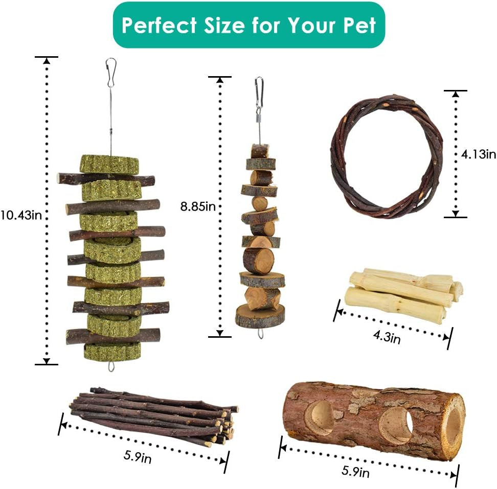 erkoon-new-12-pack-hamster-chew-toys-gerbil-rat-guinea-pig-chinchilla-chew-toys-accessories-natural-wooden-dumbbells-exercise-bell-roller-teeth-care-molar-toy-for-rabbits-bird-rabbits-hamster-gerbil