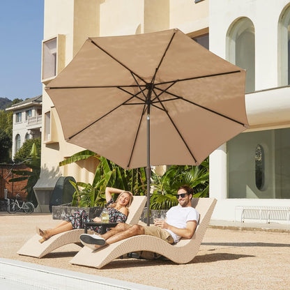 9FT Outdoor Patio Umbrella, Market Umbrella, Beige | Outdoor Table Umbrellas with 8 Sturdy, Tilt & Crank UV Protection Waterproof for Garden, Deck, Backyard, Pool4
