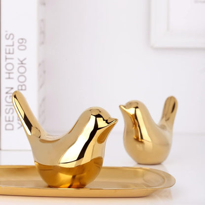 2 Pcs Gold Decor Accents,Small Animal Statues,Modern Home Decorative, Birds Sculpture, Ornaments for Shelf, Bookshelf, Coffee Table,Knick Knacks Home Decor for Shelves(Gold Bird)6
