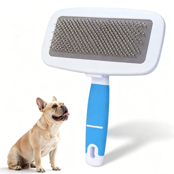 French Bulldog Brush with Rounded Tip | Skin Friendly,With Small Comb for Effectively Remove Tangles, Knots and Mats,Essential French Bulldog Accessory1