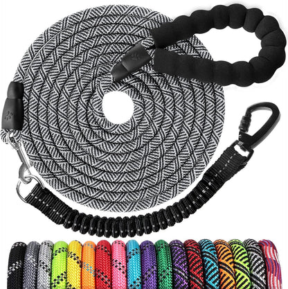 Long Dog Leash 15 FT: Heavy Duty Rope Leashes for Dogs Training with Swivel Lockable Hook Reflective Threads Bungee and Padded Handle - Dog Lead for Large Small Medium Dogs outside Walking Hiking10