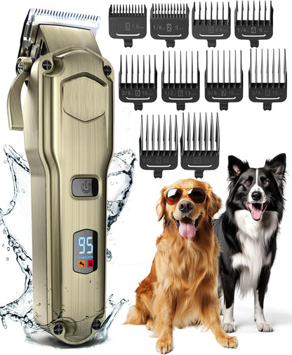 Oneisall Dog Clippers for Grooming Thick Heavy Coats | Low Noise,Rechargeable Cordless,Detachable Stainless Steel Blade,Ipx7 Waterproof,10 Guide Combs,For Thick/Double/Curly Hair11