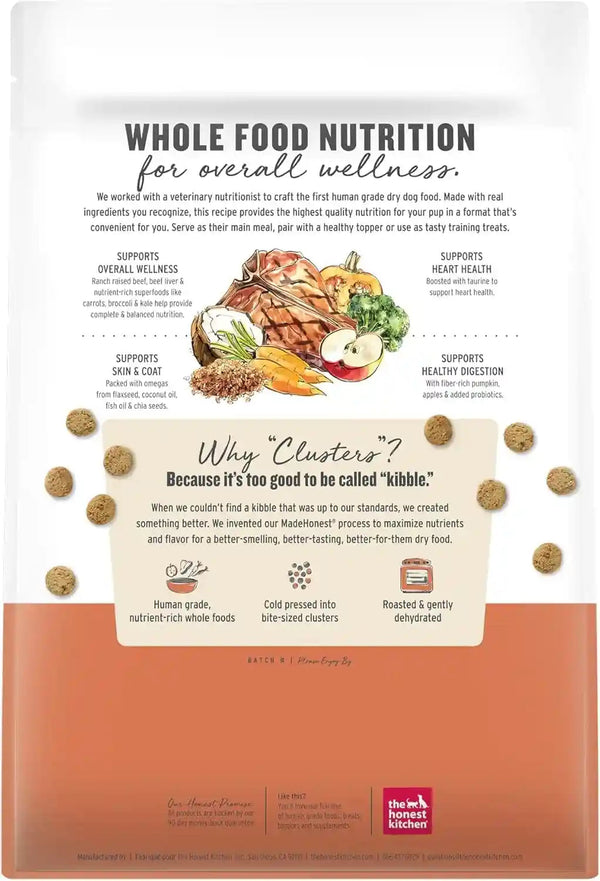 The Honest Kitchen Grain Free Beef & Superfoods Whole Food Clusters, Human Grade Dry Dog Food, Vet-Crafted Nutritional Support for Skin, Coat, Digestion & Overall Wellness, 5 Lb Bag3