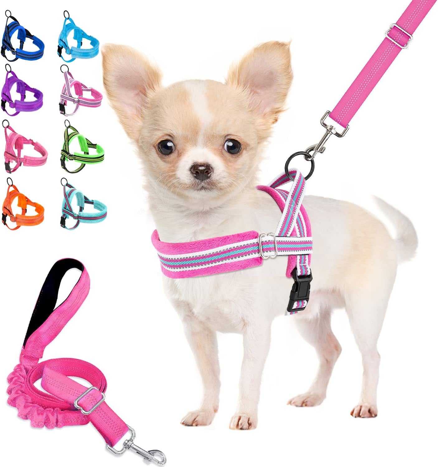 lukovee-no-pull-dog-harness-and-leash-set-soft-padded-small-dog-harness-neck-chest-adjustable-reflective-vest-puppy-harness-with-4ft-lightweight-anti-twist-dog-leash-for-small-dogs-xs-blue