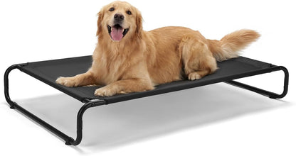 Veehoo Cooling Elevated Dog Bed, Outdoor Dog Bed for Large Dogs, Raised Dog Cot with Thickened Frame, Durable Teslin Mesh & Anti-Slip Rubber Feet, Pet Hammock for Indoor or Camping, 41" X 26", Black13