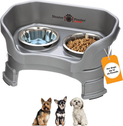Neater Feeder Deluxe Mess-Proof Elevated Dog Bowls for Small Dogs (Up to 19 Lbs), 2 Height Adjustable (6” & 7.5”) No-Spill Raised Dog Bowl Stand, Stainless Steel Food Bowl Set, Made in USA, Cappuccino30