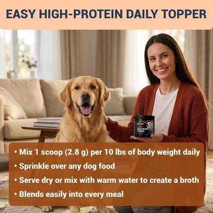 Beef Bone Broth for Dogs - High Protein Human Grade Food Topper for Joint, Bone, Immune, Digestive, Skin & Coat Support - Single Ingredient Dog Bone Broth, Unflavored Powder for All Ages & Breeds3