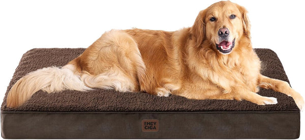 EHEYCIGA Orthopedic Dog Bed Large with Removable Washable Cover,Grey,41X27 | Egg Crate Foam Support,Durable Oxford Fabric,Non-Slip Bottom,Machine Washable,Soft Waterproof Plush Pet Bed Mat for Crate72