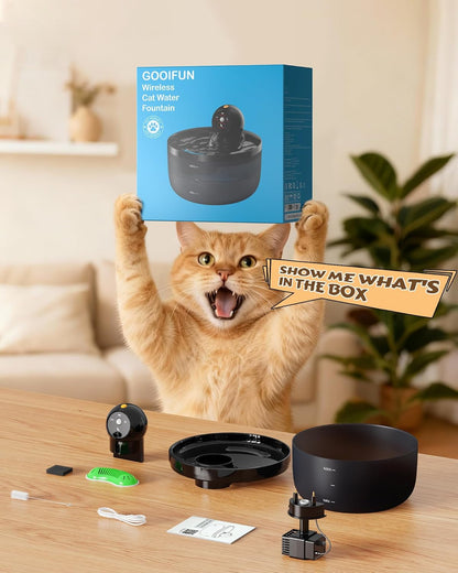 Cat Water Fountain Wireless Cordless: Cat Fountain for Drinking Battery Operated - 88Oz/2.6L Black Pet Water Fountain Rechargeable - Quiet Cats Water Bowl Dispenser with Motion Sensor - Small Animals9
