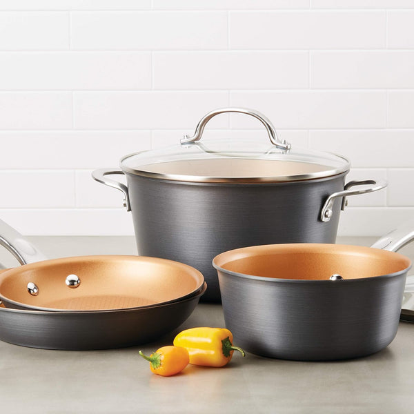 Curry Kitchenware  Curry Home Collection Hard Anodized Nonstick Cookware Pots and Pans Set, 9 Piece, Charcoal Gray12
