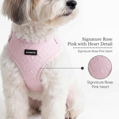 No Pull Harness & Leash Set for Small Sized Dogs, Soft Padded Breathable Neoprene Harnesses, Lightweight Adjustable Step-In Vest with Cute Heart Print & Secure Back D-Ring, Neck 13-17", Chest 16-21"3