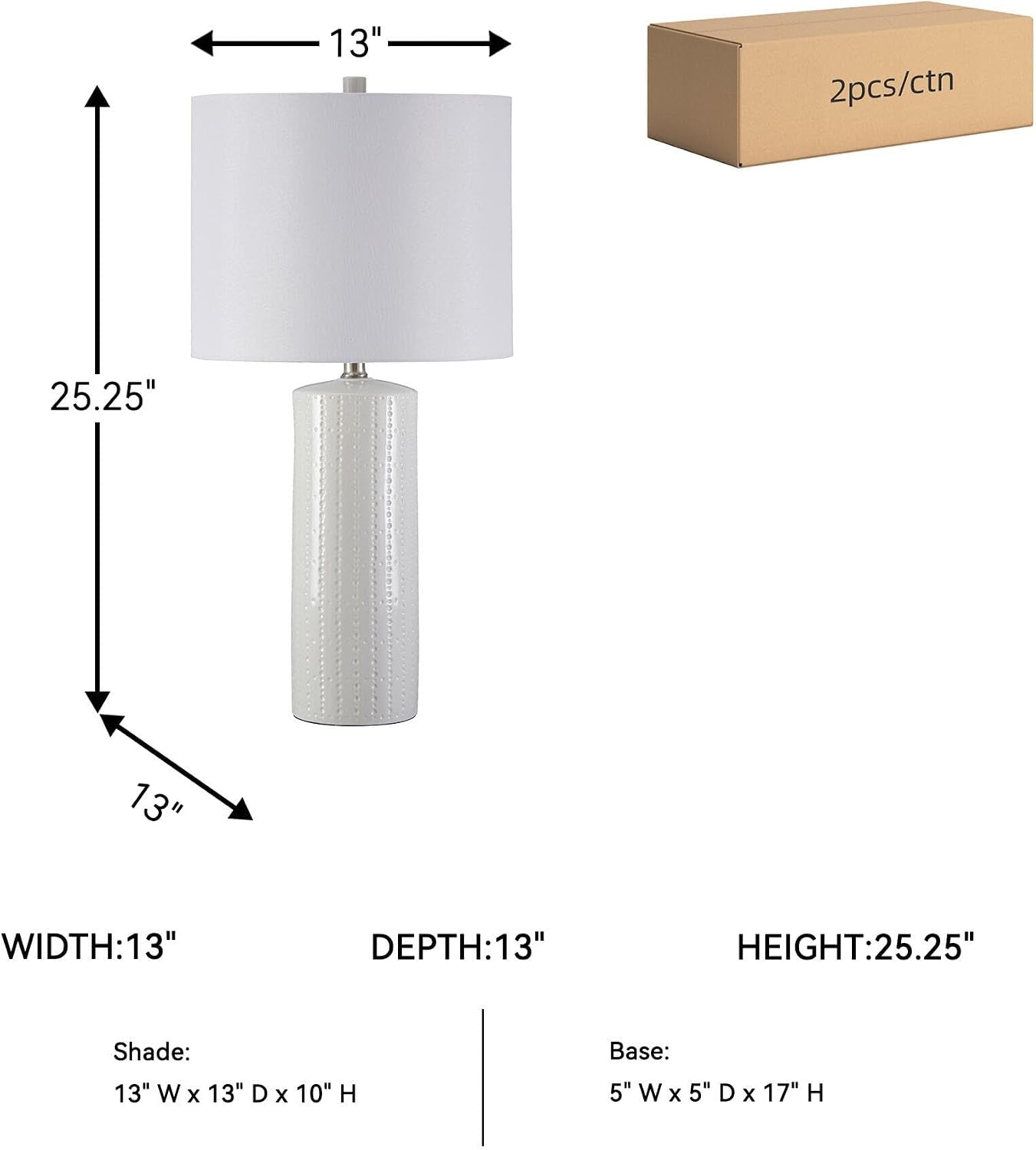 signature-design-by-ashley-table-lamp-set-of-2-white-ceramic-3-way-textured-white-ceramic-base-with-soft-drum-shade-25-inch-height-elevates-living-room-end-tables-steuben-series