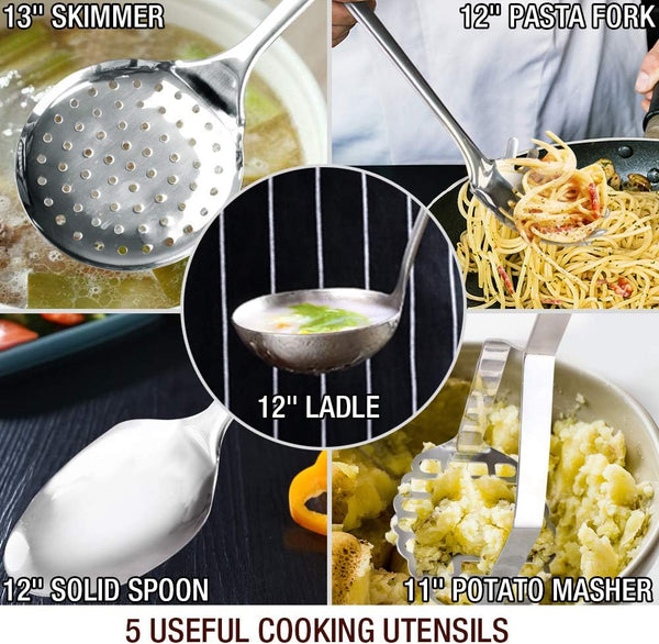 14-Piece Nickel Free Stainless Steel Cookware Set - Nickel Free Pots and Pans Set - Non-Toxic, Healthy Induction Cookware6
