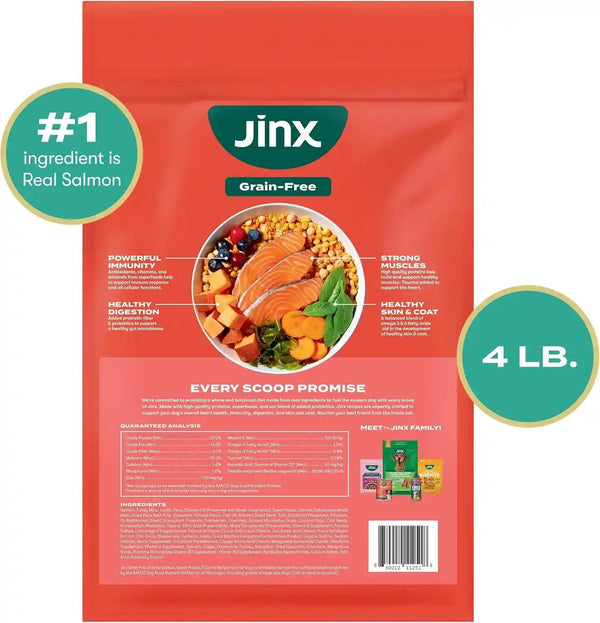 Jinx Grain Free Dry Dog Food - Real Salmon, Sweet Potato & Carrot, 4Lb | Premium Kibble for Digestive Support & Healthy Immunity - No Fillers, All Lifestages (Puppy, Adult & Senior), Breeds & Sizes10