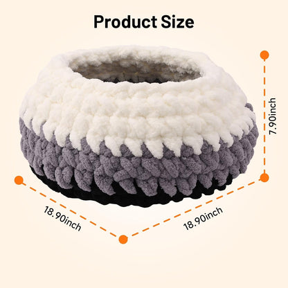 Handwoven Soft Cat Cave Bed, Indoor Cat Beds with Washable round Nest | Kitten House & Cat Furniture, White & Gray7