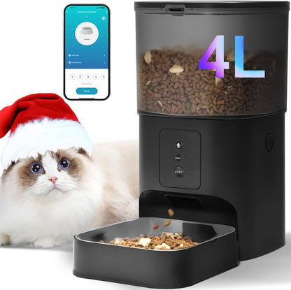 Automatic Cat Feeder, 4L Cat Food Dispenser with 10S Voice Recorder, Pet Feeder up to 8 Meals per Day, Timed Dog Feeder with Dry Food Sealed Ring15
