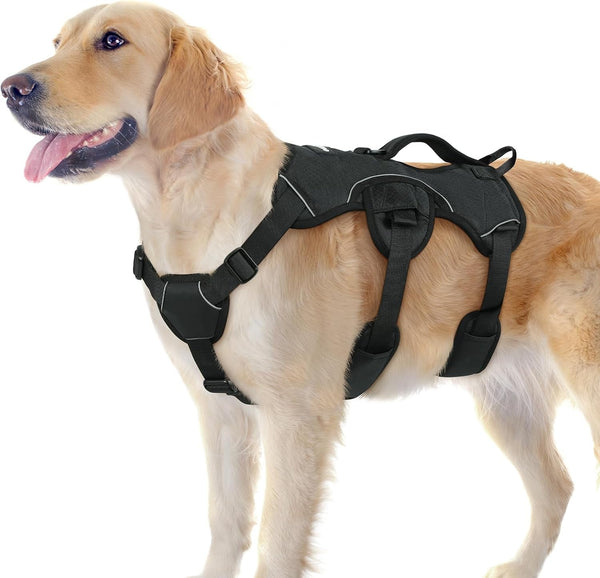 Rabbitgoo Escape Proof Dog Harness for Large, No Pull with Lift Handle | No Escape, Full Soft Padded, Reflective Adjustable Vest, Leash Clip for Walking Hiking Training, Black, Large1
