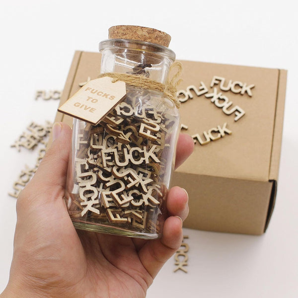 Fuck Jar（5Oz） Gift Jar,Fucks to Give,Fuck Wooden Cutout Letter Piece Bad Mood Vent Spoof Birthday Day,Holiday, Thanksgiving Christmas Gifts to Friend,Gag Funny Gift2