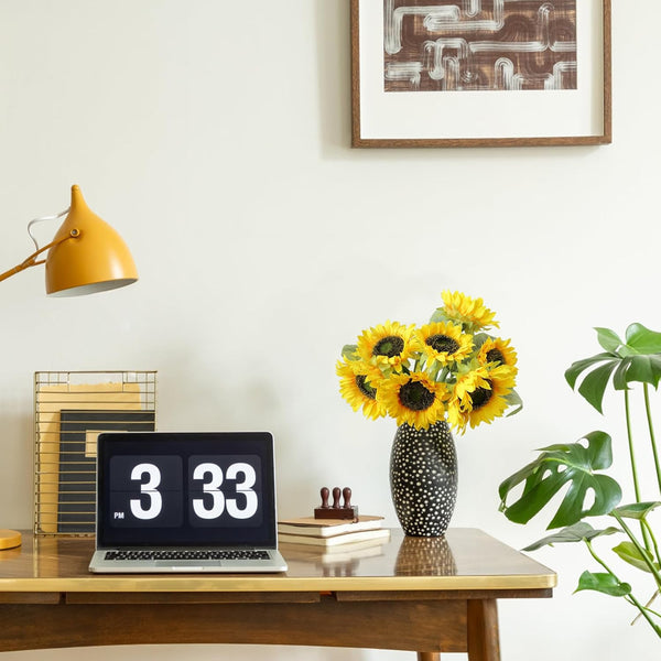 7Pcs Realistic Silk Sunflowers Artificial Flowers,12.6''Fake Sunflowers with Adjustable Long Stem&Detachable Flower Head,Perfect for Home Decor,Wedding,Diy,Sunflowers Decoration for Indoor&Outdoor7