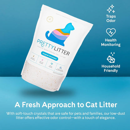 Prettylitter Health Monitoring Cat Litter (Unscented, Non Clumping) | Lightweight & Low Tracking, Color Changing Silica Gel Crystals, Advanced Odor Control — 6 Lbs, Pack of 2 (Up to 2 Month Supply)5