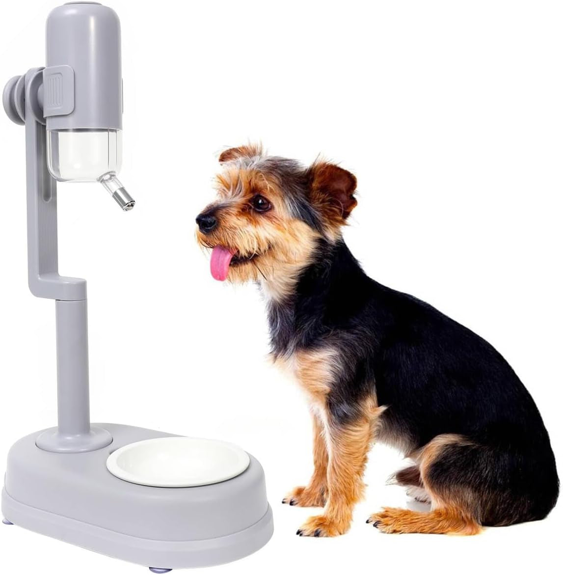 pet-standing-water-dispenser-cat-dog-standing-ceramic-bowl-automatically-feeding-water-height-adjustable-detachable-pole-pink-white-large