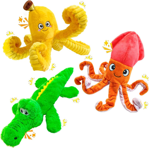 WOWBALA Dog Squeaky Toys Stretchable Crocodile for Interactive Tug of War | 24-31In Plush Chew Toy with Squeaker & Crinkle Paper, Pineapple Cotton, Ideal for Puppy Small Medium Dogs Indoor Outdoor Play14